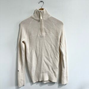 Neomondo Narvik rib wool sweater jumper quarter zip unisex cream